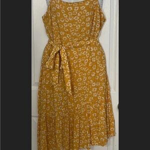 Sam Edelman Asymmetrical Floral Dress in Mustard and White